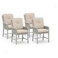 4er Set Gartenstühle Polyrattan Grau/Beige