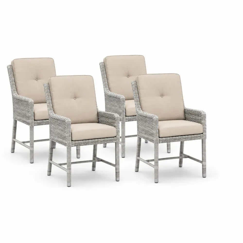 4er Set Gartenstühle Polyrattan Grau/Beige