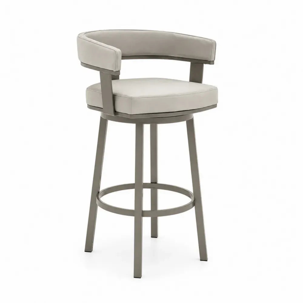 Barhocker Stahlrahmen PU-Kunstleder Hellgrau Sitzhöhe 75 cm