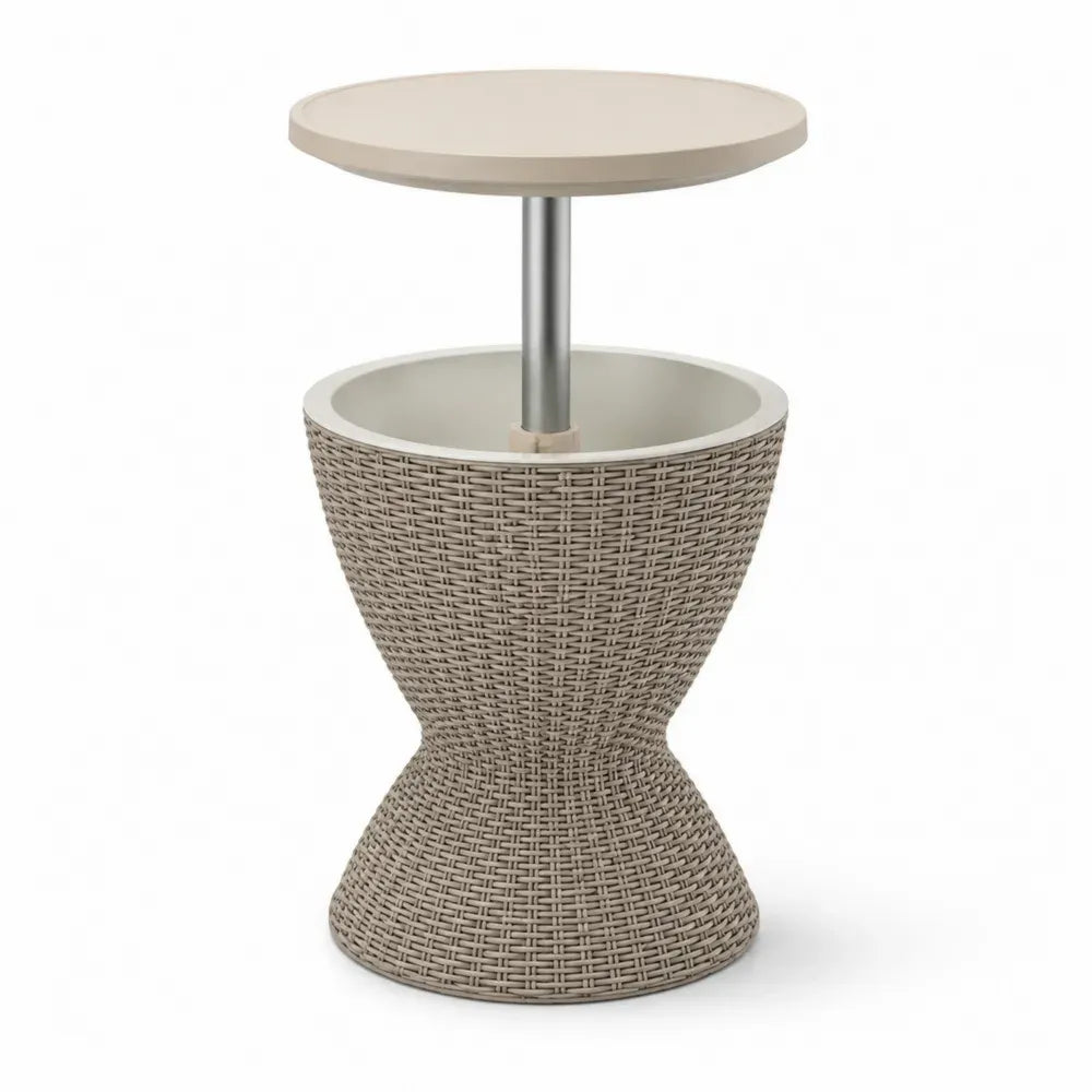 Beistelltisch Rattanlook Aluminium höhenverstellbar Beige
