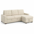 Ecksofa mit Bettfunktion Beige 3-Sitzer Textil 230 cm