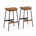 2er-Set Barhocker Metallrahmen Kunstleder Braun