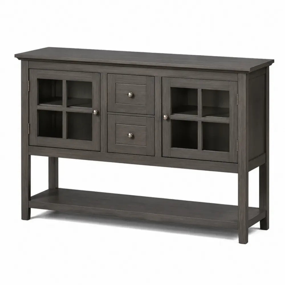 Sideboard mit Glastüren und Schubladen Dunkelgrau Holz