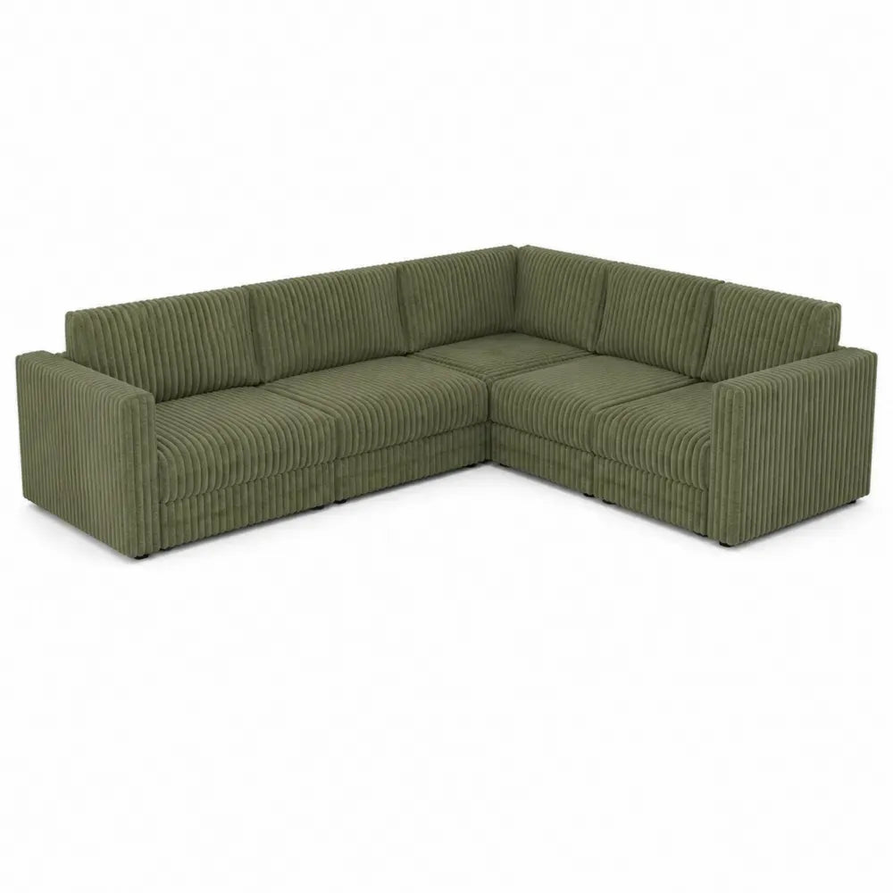 Ecksofa Grün Cord L-Form 280x220 cm
