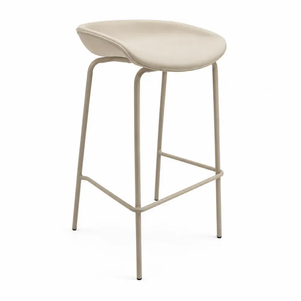Barhocker Creme PU-Leder Sitz Stahlrahmen
