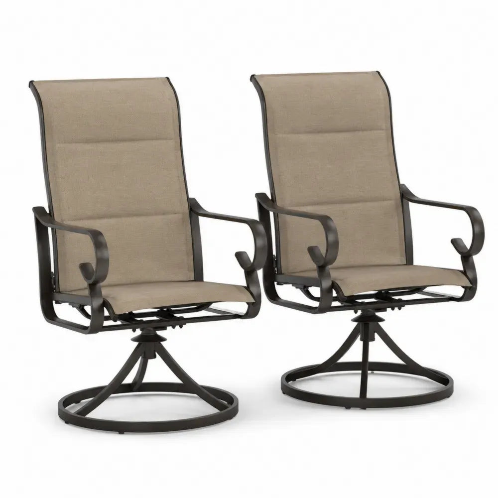 2er Set Metall-Drehstühle mit Textilene in Beige