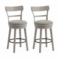 2er Set Barhocker mit drehbarem Sitz aus Holz und Metall in Beige