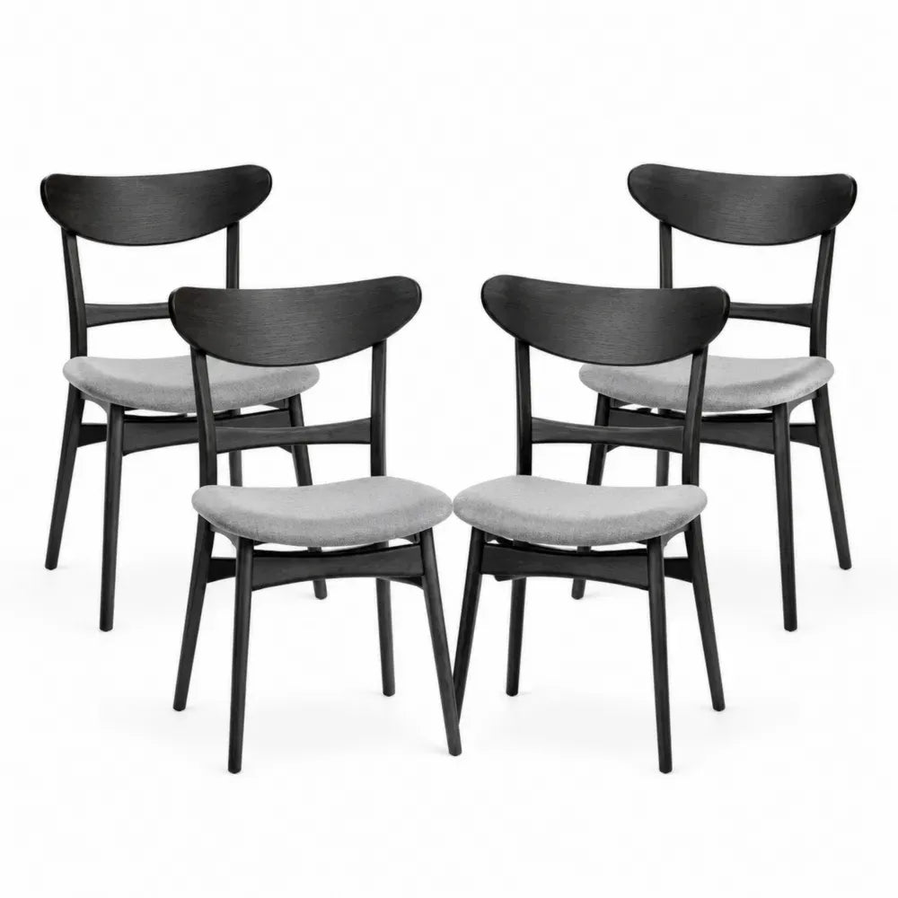 Esszimmerstühle 4er Set Holz Schwarz Grau Polyester