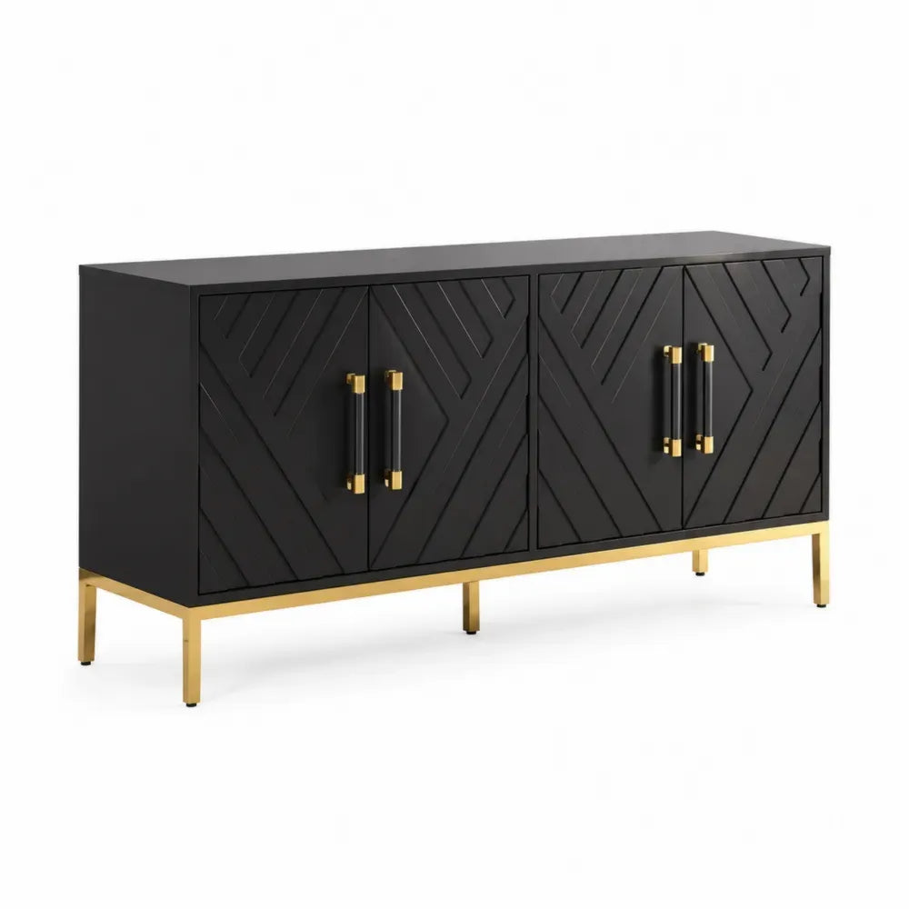 Schwarzes Sideboard mit goldenen Beinen 160 cm