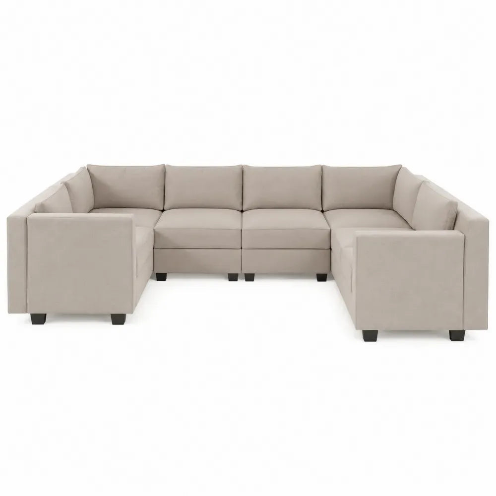 Ecksofa Set Stoff Beige 300x300x85cm