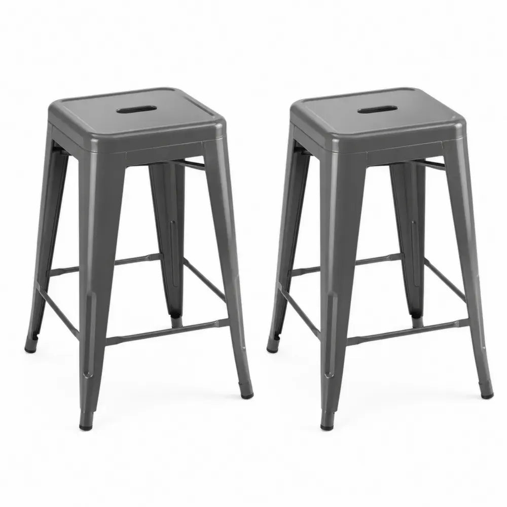 Metall Barhocker Set Grau 76cm