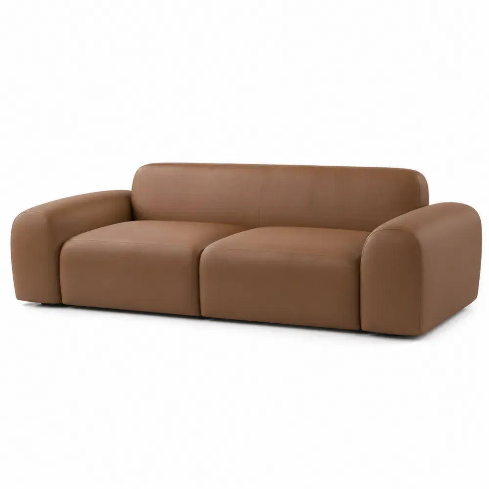 3-Sitzer Sofa Echtleder Braun 220x100x75 cm