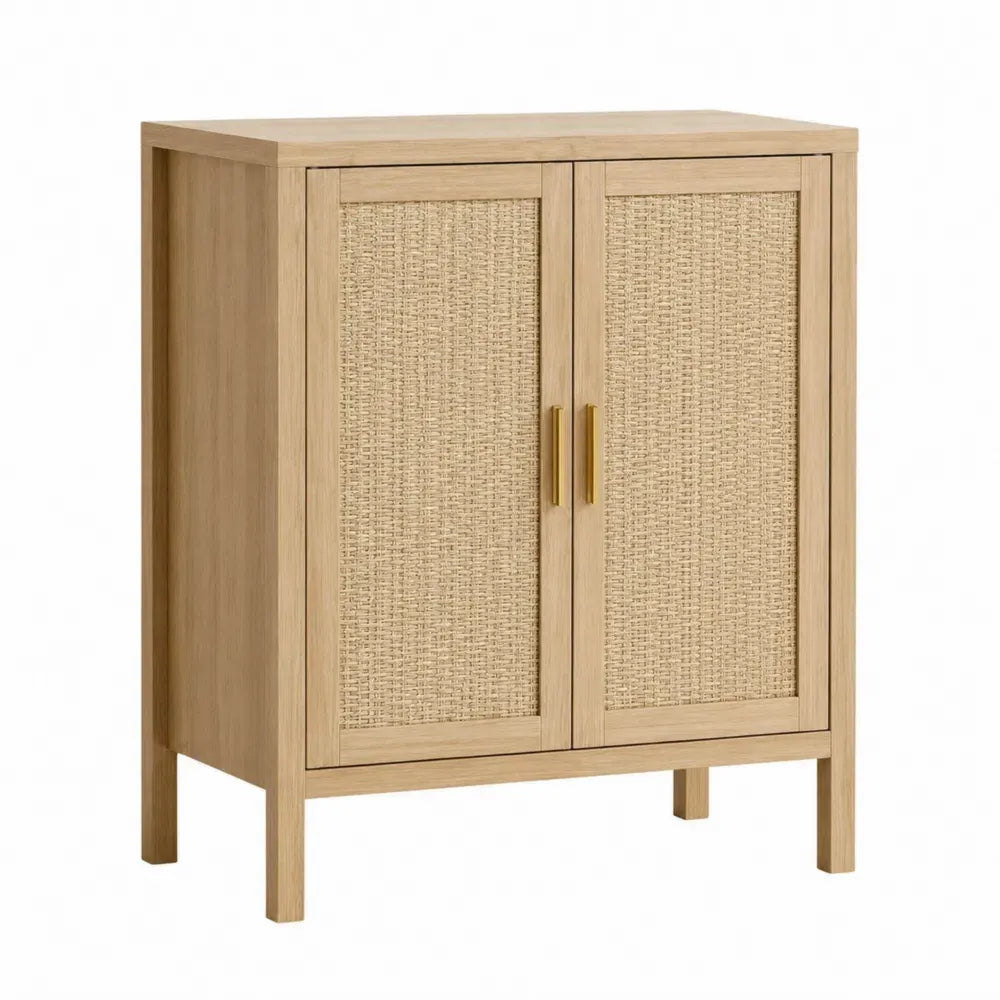 Holz Sideboard mit Weidengeflecht Türen
