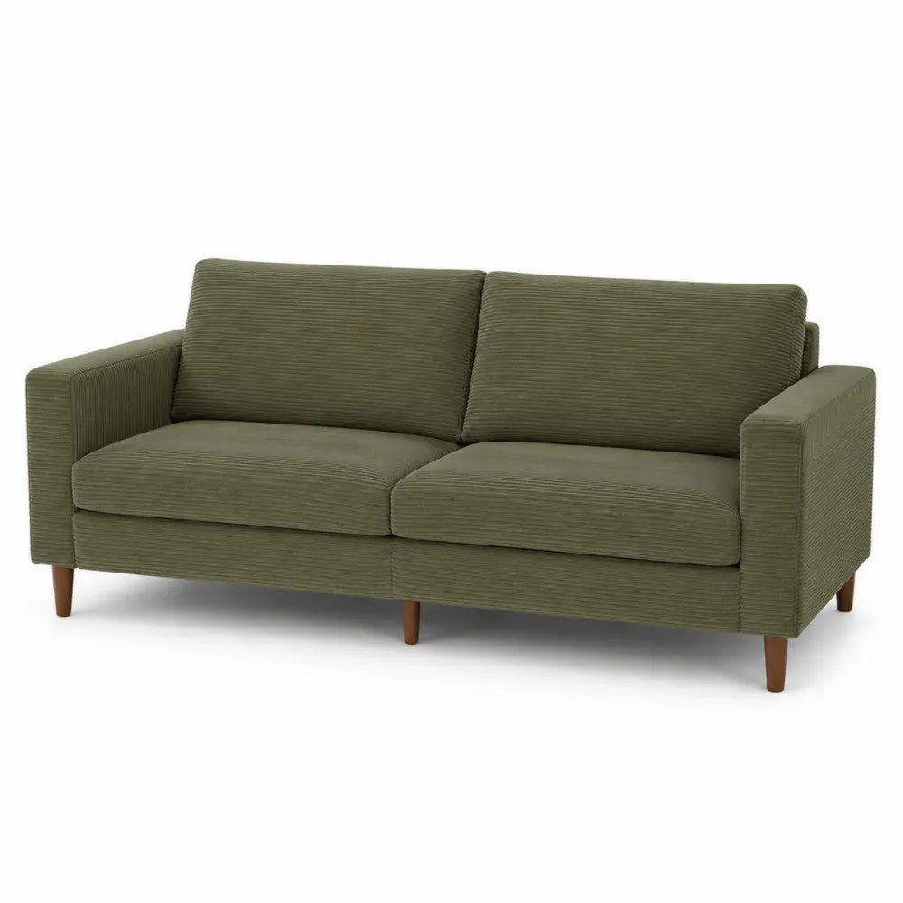 3-Sitzer Sofa Cordstoff Holzbeine Grün