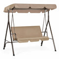 Garten-Schaukelstuhl 3-Sitzer Beige Metall mit Polyesterbezug