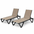 2er Set Sonnenliegen aus Aluminium und Textilene in Beige