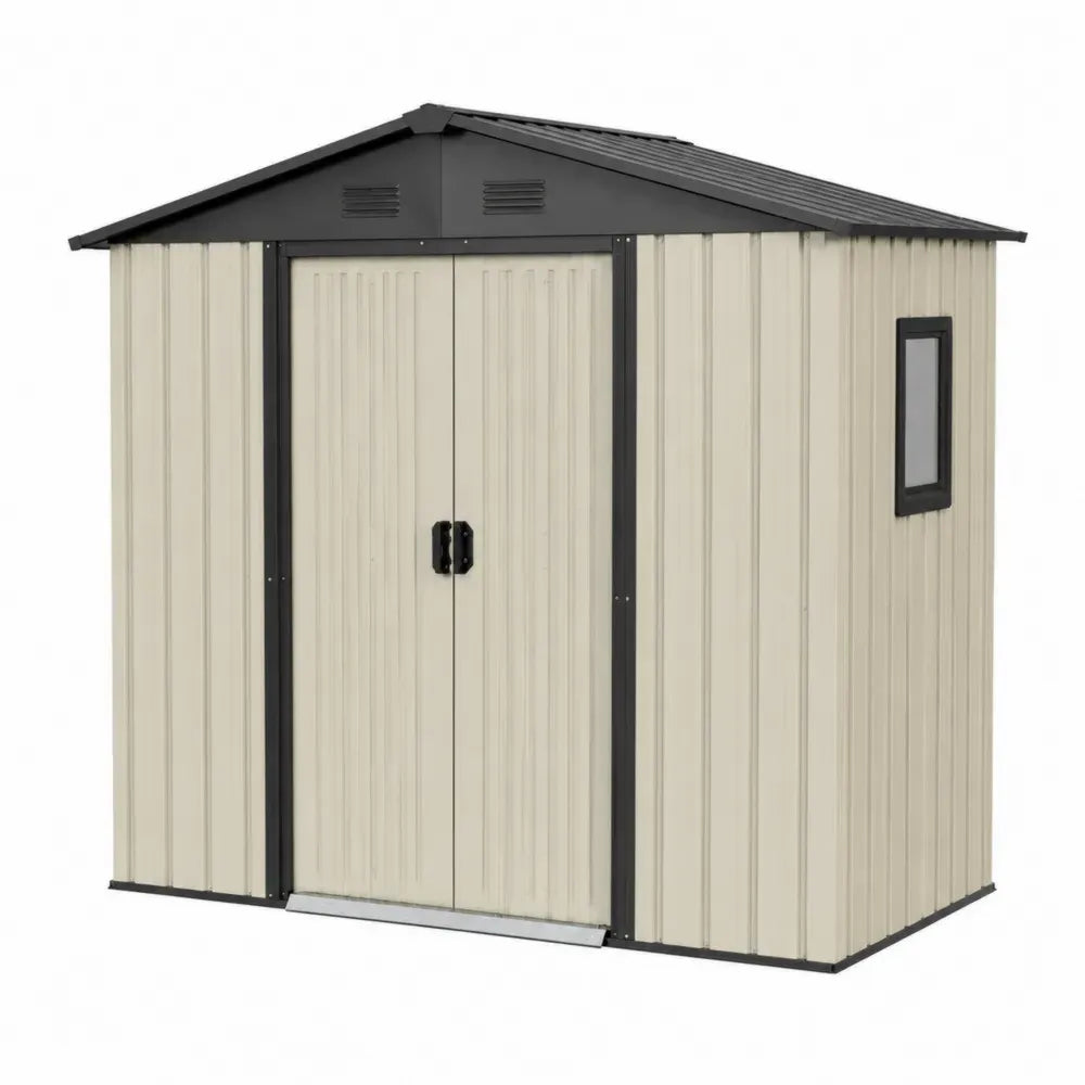 Gartenmetallschuppen Beige Grau 213x130x185 cm Stahl