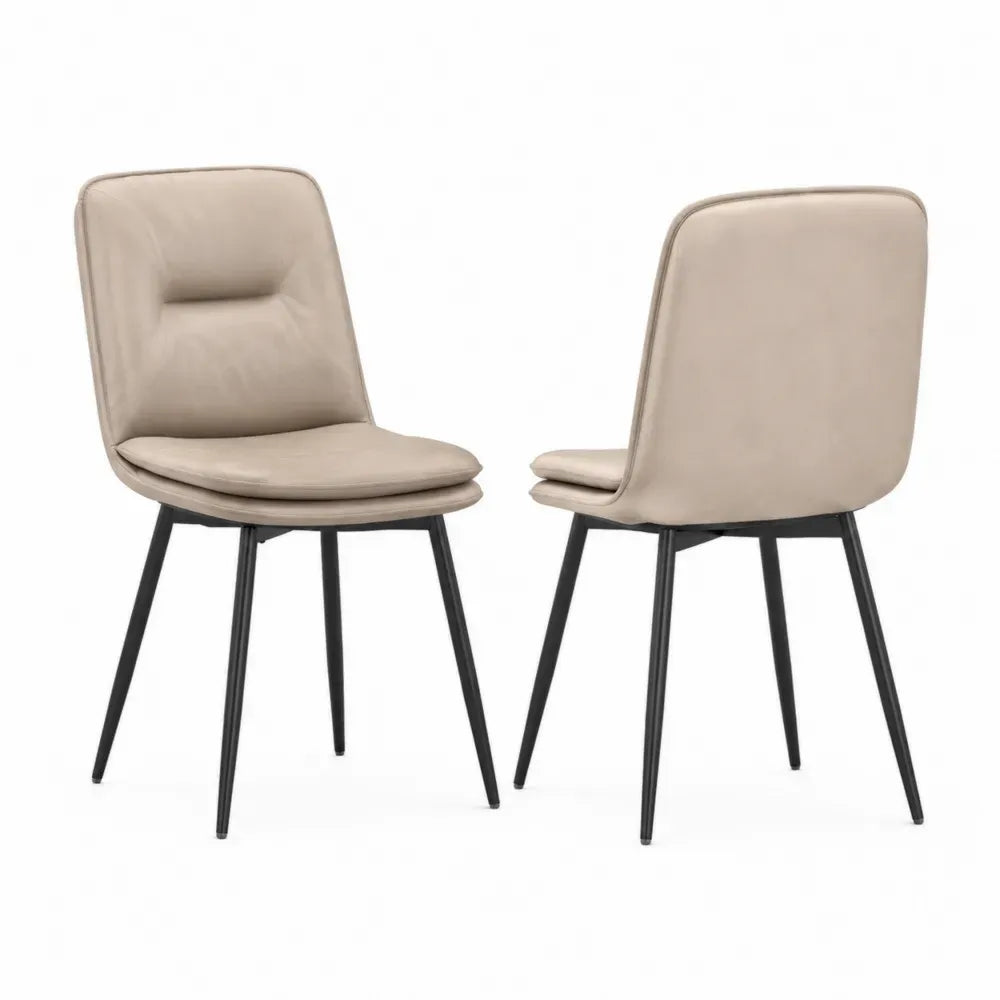 Esszimmerstuhl-Set 2er Kunstleder Beige Metallbeine