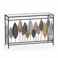 Konsolentisch aus Metall mit gehärtetem Glasplatte in Gold/Schwarz/Silber