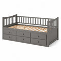 Bett mit Schubladen Grau Massivholz 200x90 cm
