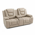 2-Sitzer Sofa mit Liegefunktion und Becherhalter Leder Beige