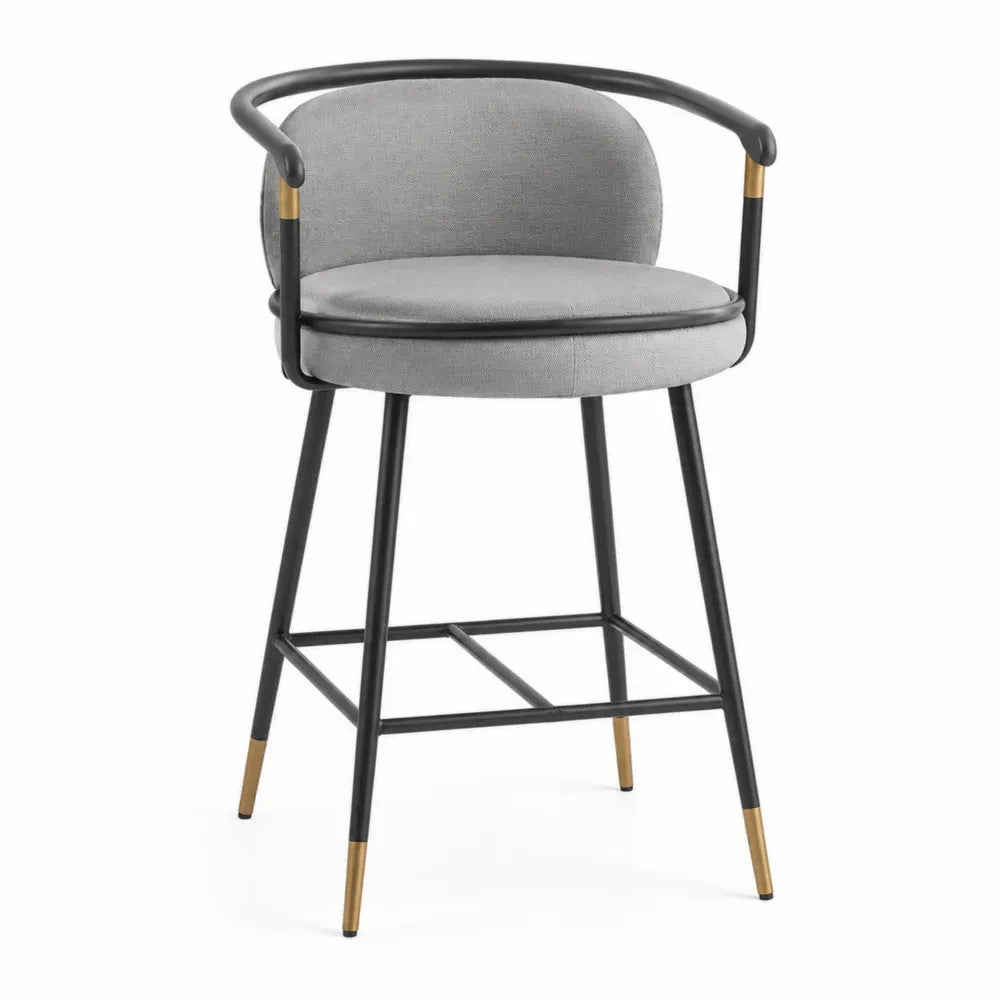 Barhocker Grau Stahlrahmen Polyester
