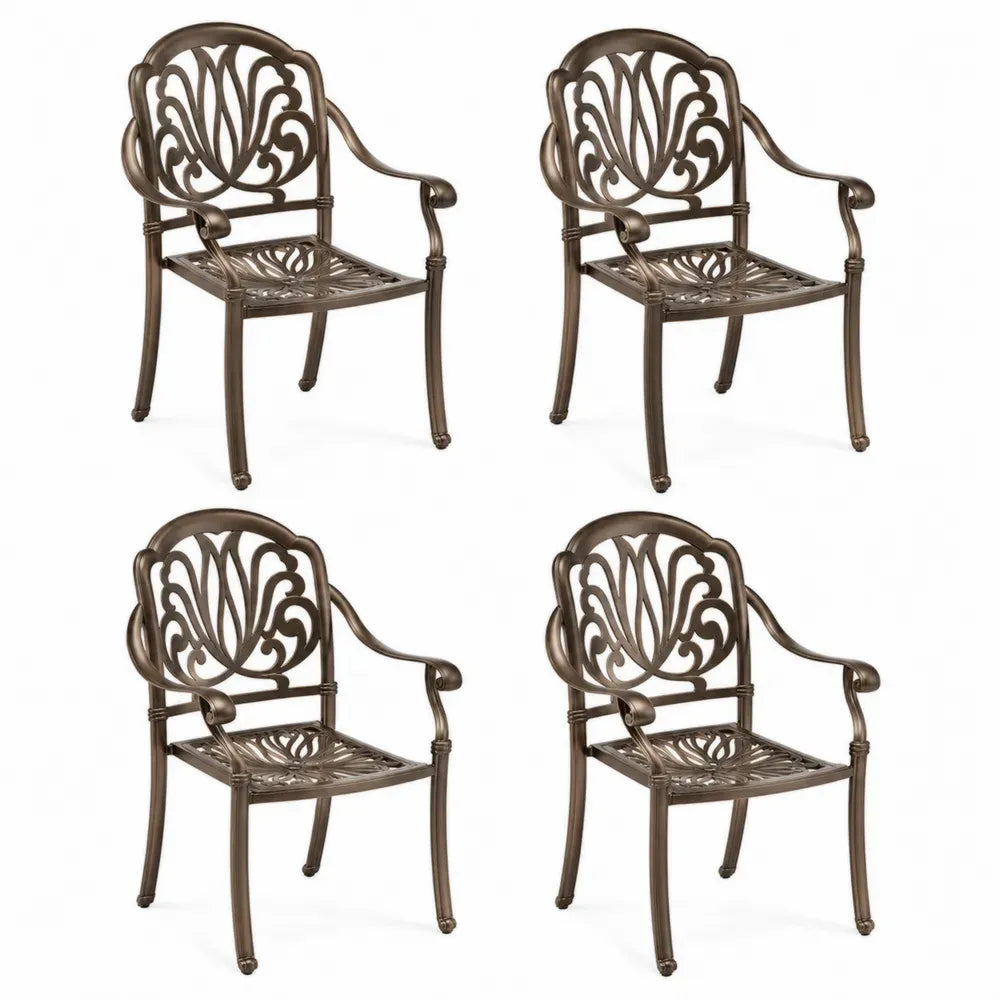 4er-Set Gartenstühle aus Aluminium in Bronze