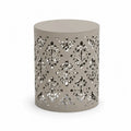 Runder Aluminium Beistelltisch mit Lochmuster, Beige