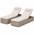 2er-Set Sonnenliegen aus Polyrattan mit verstellbarer Rückenlehne Beige