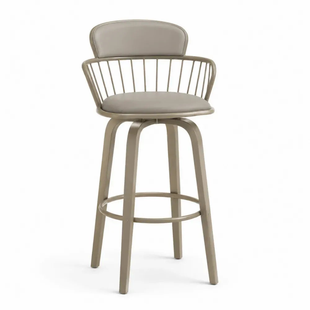 Barhocker mit Lehne Metallgestell PU-Leder Beige Sitzhöhe 75 cm