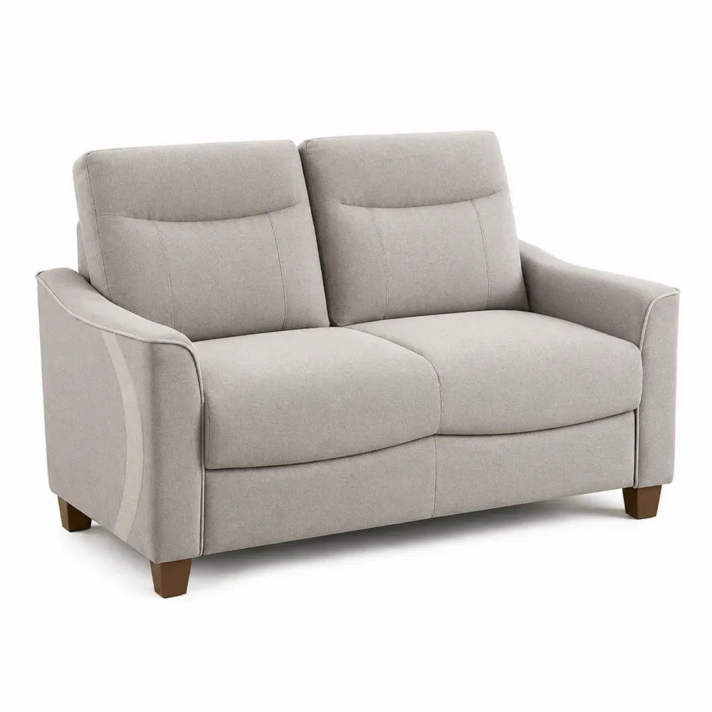 2-Sitzer Sofa aus Polyesterstoff mit Holzfüßen, Grau