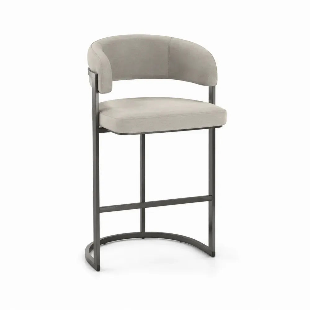 Barstuhl Leinen Beige mit Stahlgestell