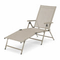 Faltbarer Liegestuhl aus Aluminium und Textilene Beige 156cm