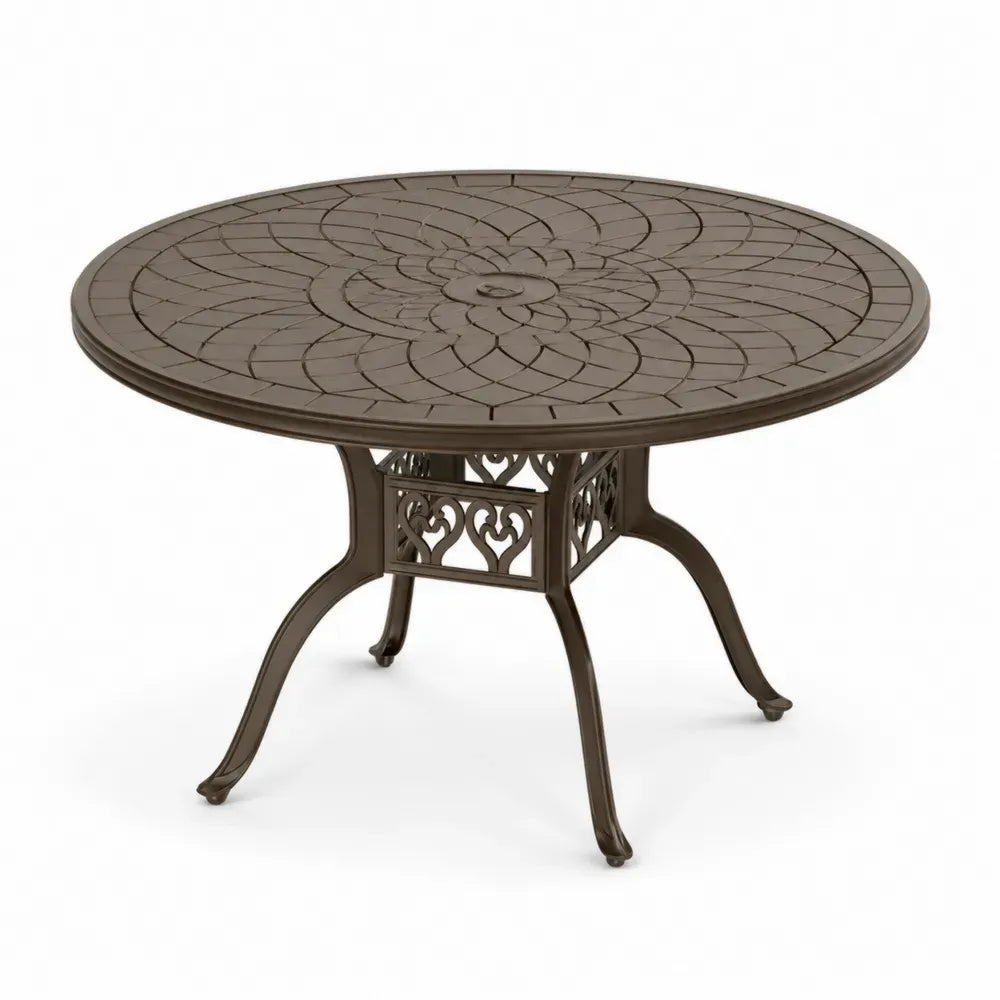 Runder Aluminium-Gartentisch, Bronze, Ø 120 cm
