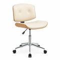 Bürostuhl Beige PU-Leder Chrom