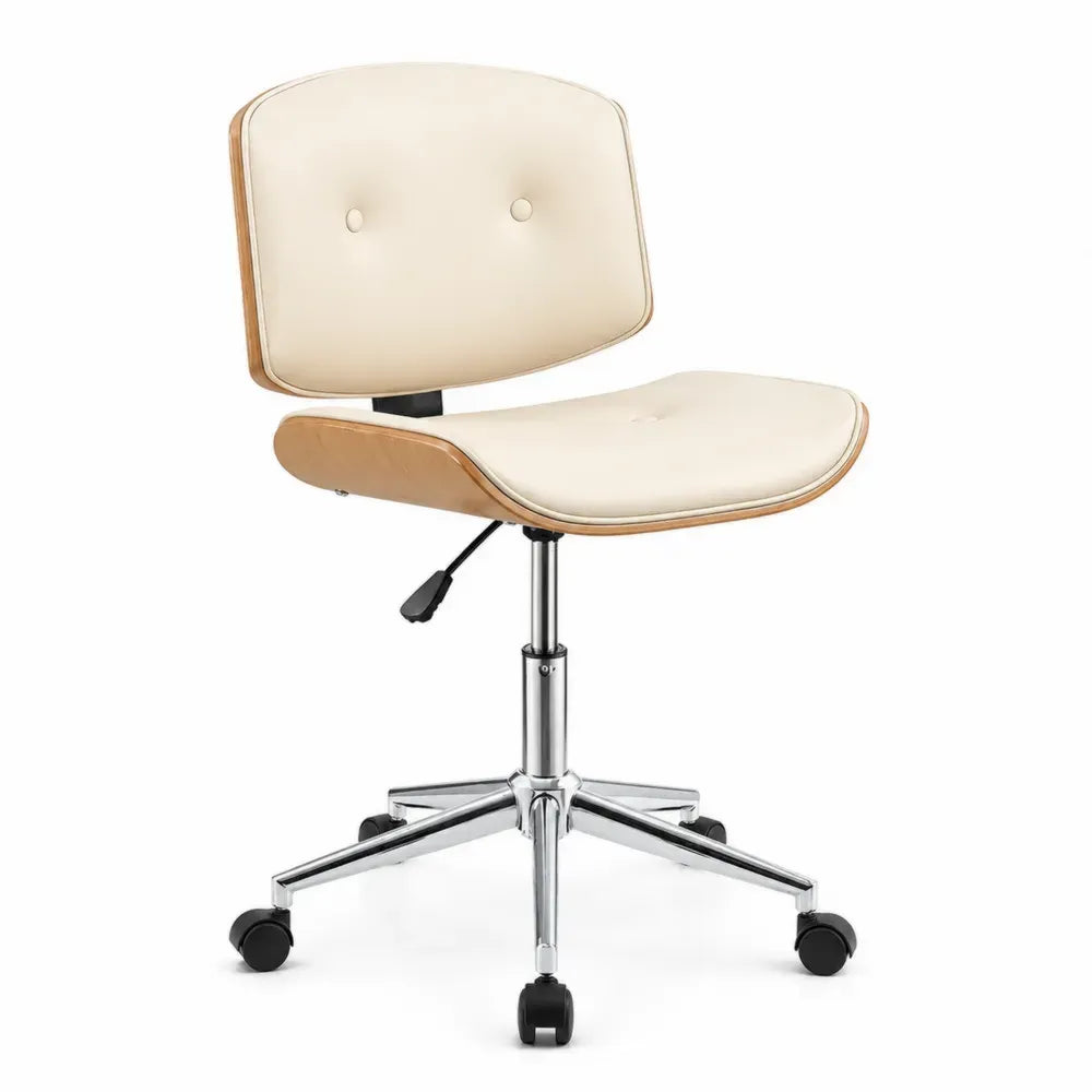 Bürostuhl Beige PU-Leder Chrom