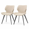 2er Set Esszimmerstühle Kunstleder Metall Beige
