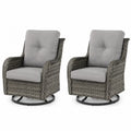 2er Set Rattan Drehstühle Dunkelgrau mit Kissen