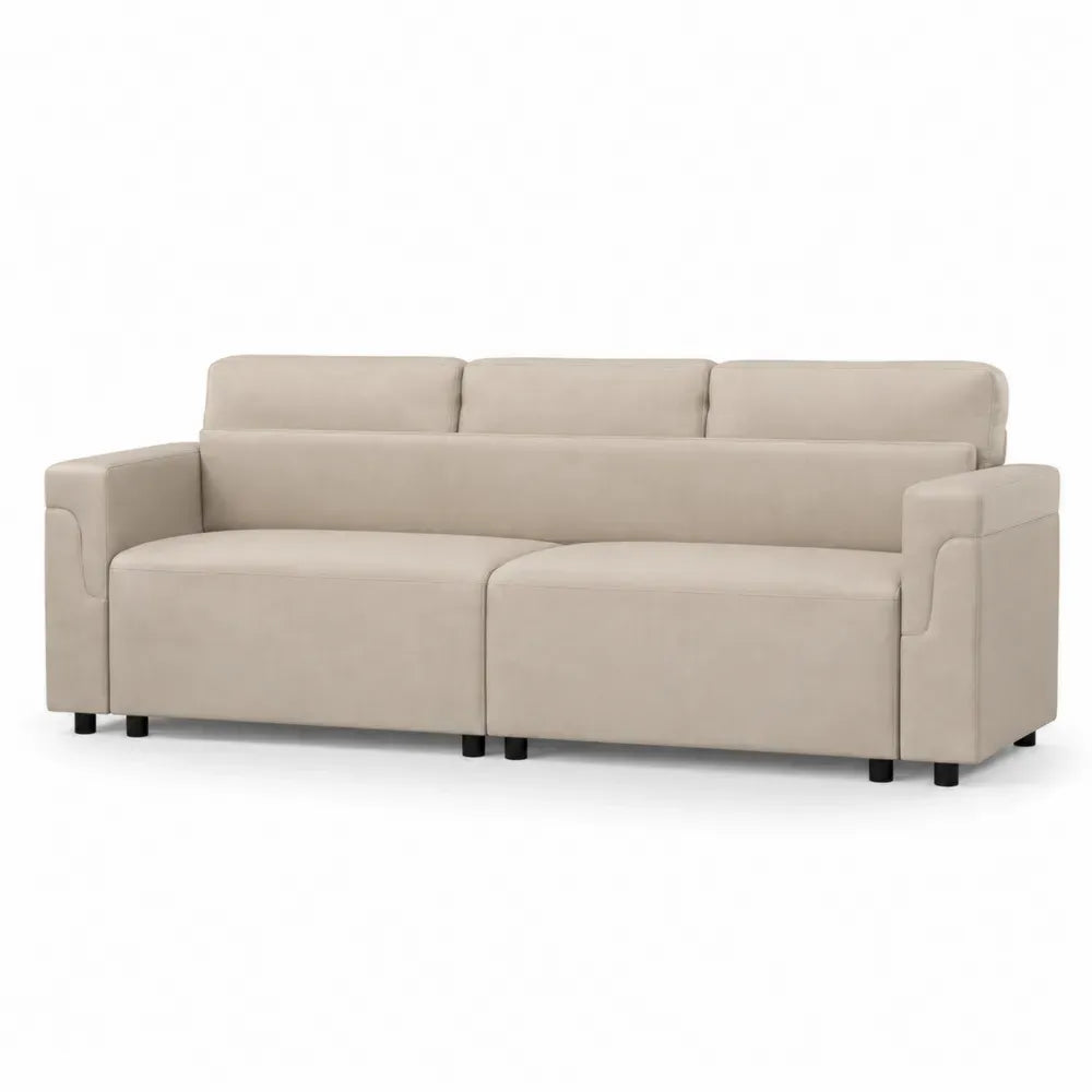 3-Sitzer Sofa Beige Stoff 220x90x85 cm