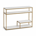 Rechteckiger Konsolentisch aus Metall mit MDF-Oberflächen Weiß/Gold 120 cm