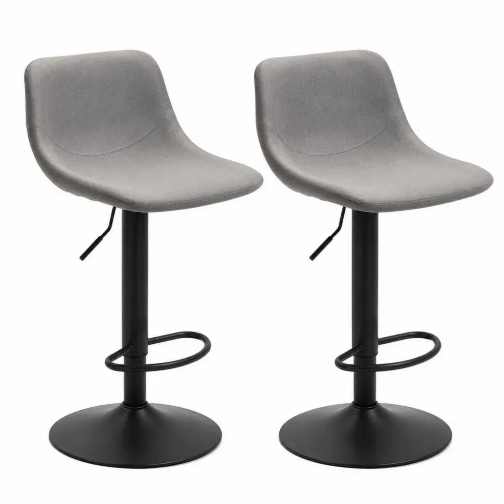 2er Set Barhocker Mikrofaser anthrazit Stahl