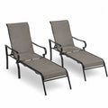 2er Set Gartenliegen mit Armlehnen Aluminium Textilgewebe Grau