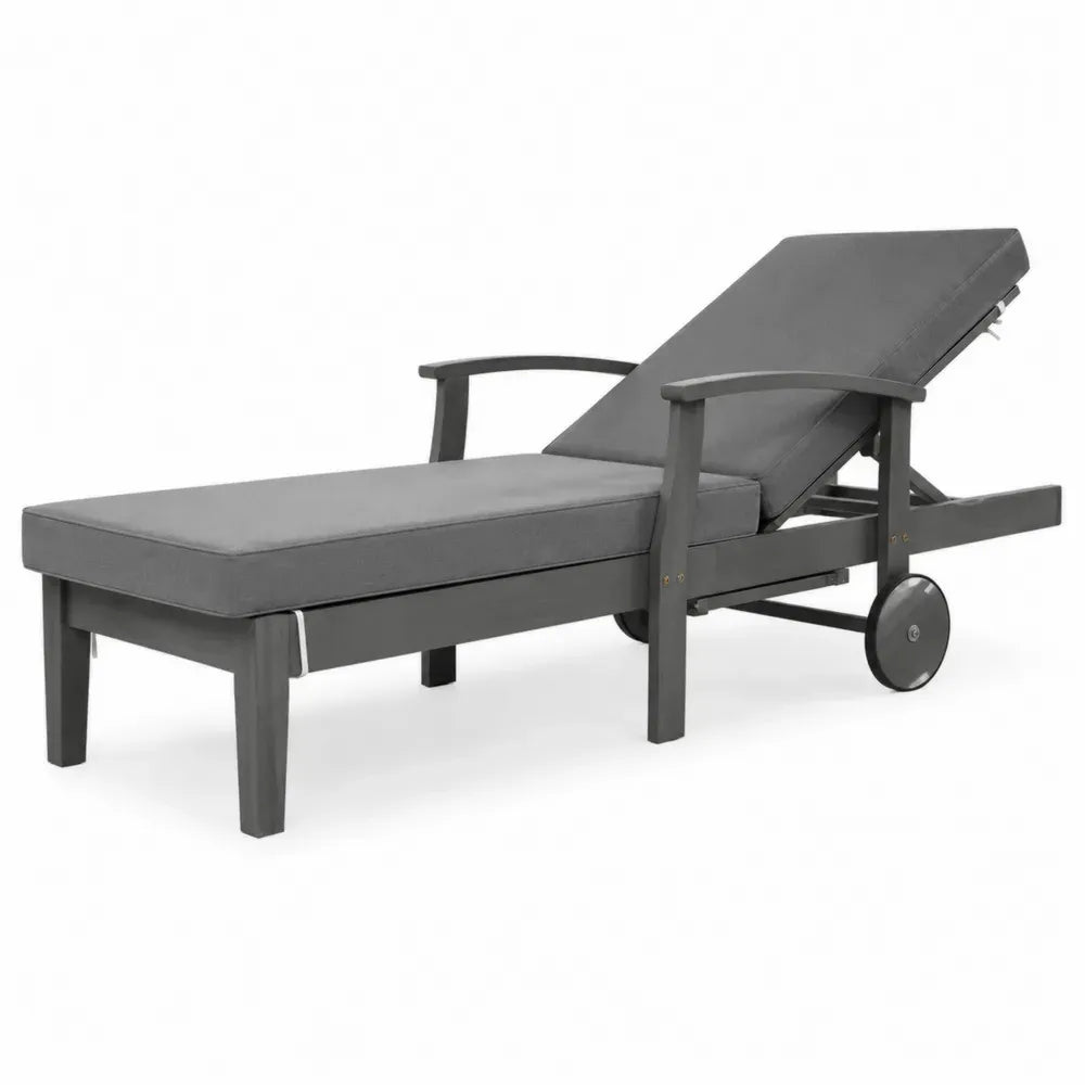 Gartenliege Akazienholz Dunkelgrau 200cm x 70cm x 35cm