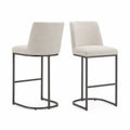 Set aus 2 Barhockern mit Stoffbezug und pulverbeschichtetem Metallgestell Beige