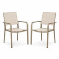 2er Set Stapelbare Gartenstühle Aluminium Beige Textilene