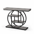 Konsolentisch MDF Betonoptik mit Metallregalen 120x40x80cm