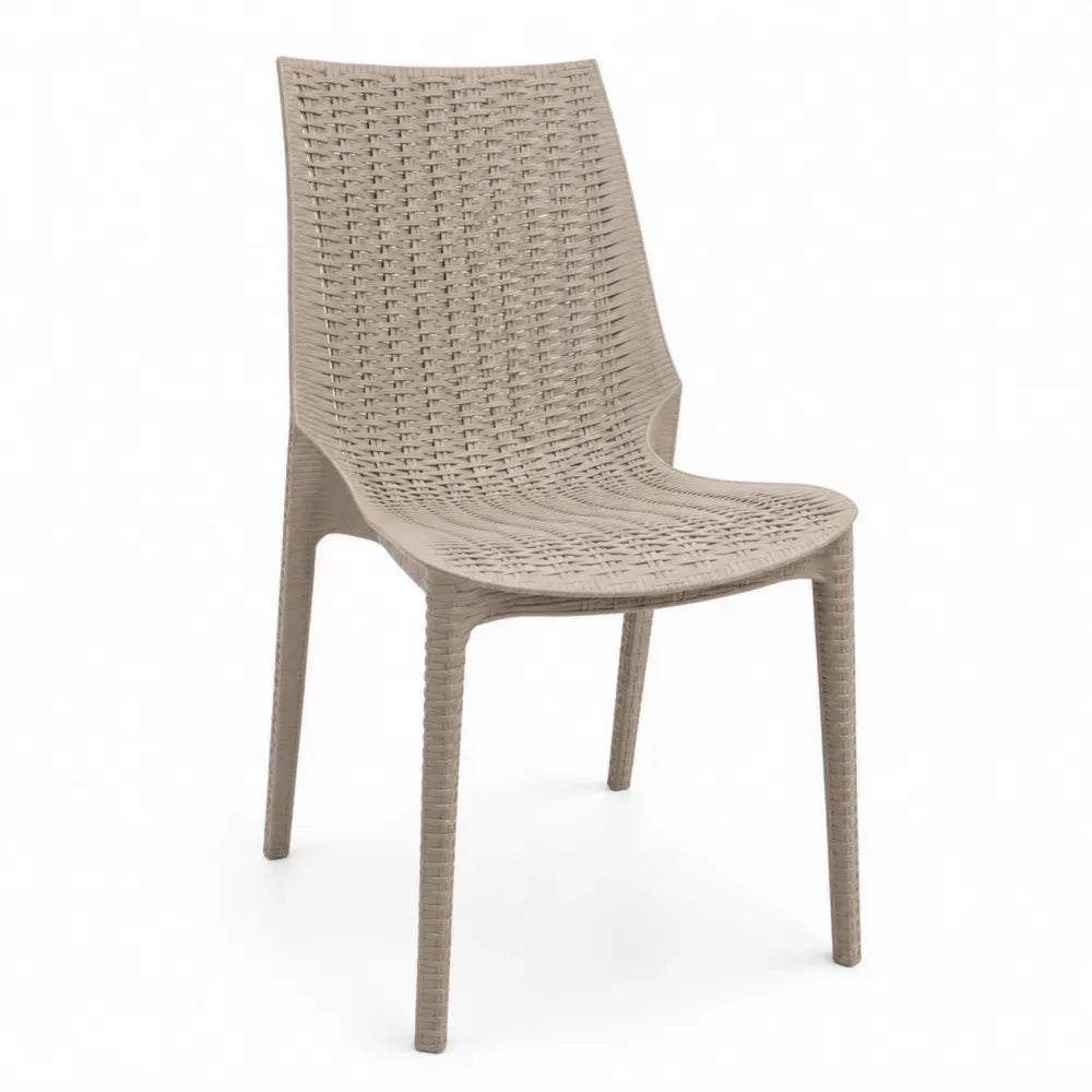 Stuhl aus Polypropylen in Beige mit Rattanoptik