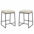 2er-Set Barhocker Polyester Beige Metall