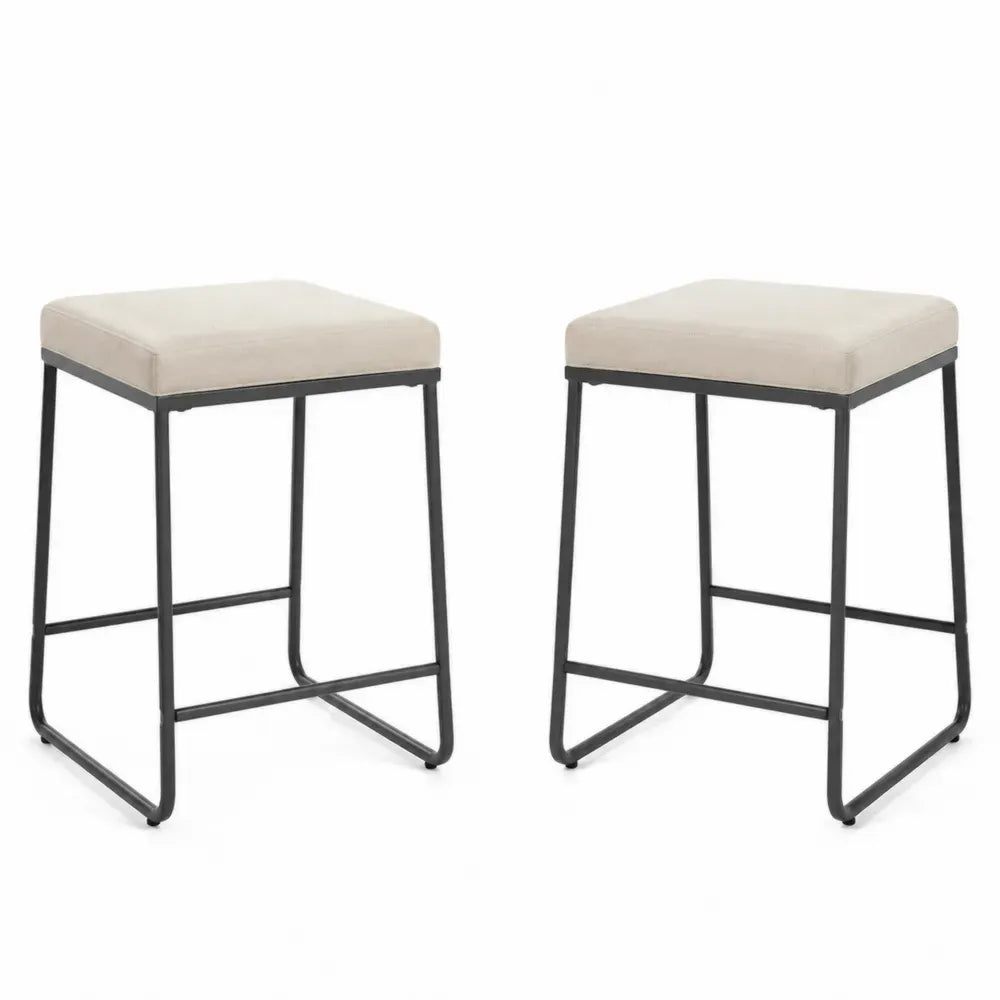 2er-Set Barhocker Polyester Beige Metall