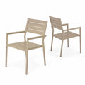 2er-Set Gartenstühle aus Aluminium Beige mit Armlehnen